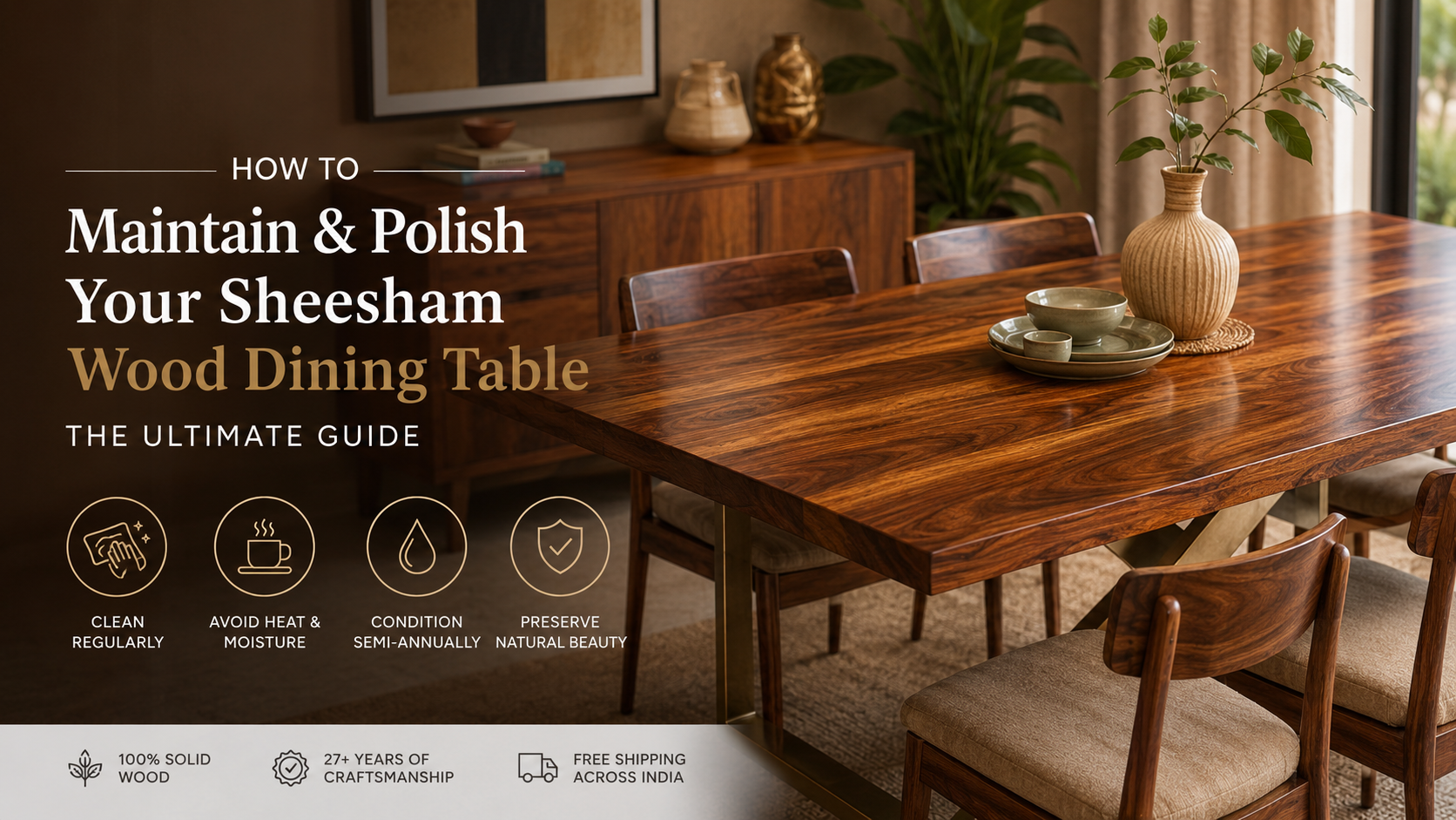 How to Maintain and Polish Your Sheesham Wood Dining Table | Sandcolour