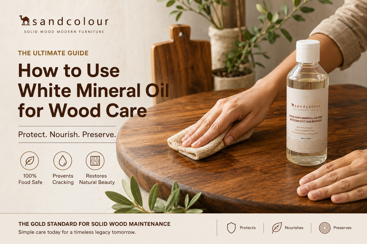 How to Use White Mineral Oil for Wood Care | Sandcolour Guide