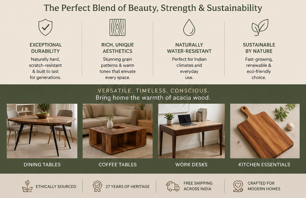 Sustainable Acacia Wood Furniture for Home in India | Sandcolour