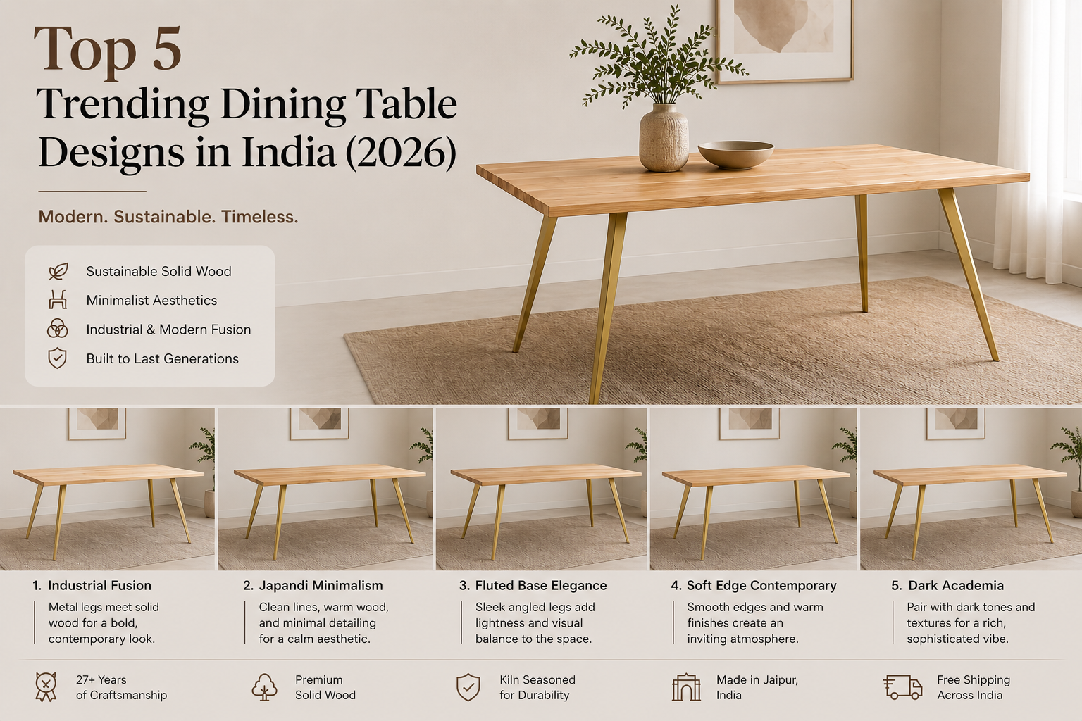 Top 5 Trending Dining Table Designs in India (2026) | Sandcolour