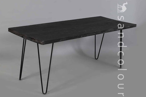 James Rusty Black Wooden Table - 6 Seater