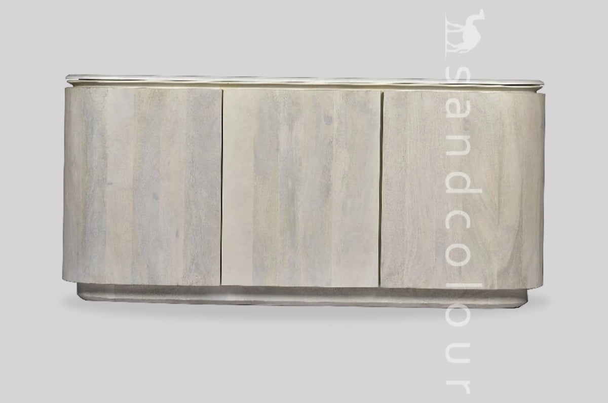 Sideboard, Whitewash Mango Wood & Marble SandColour