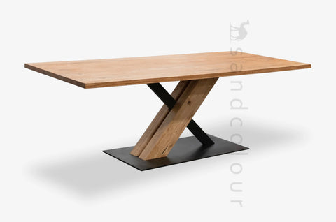 Layla wooden metal base dining table
