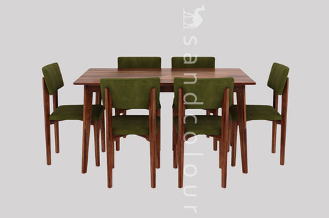 Latha 6 Seater Sheesham Wood Dining Set with Cushioned Chairs