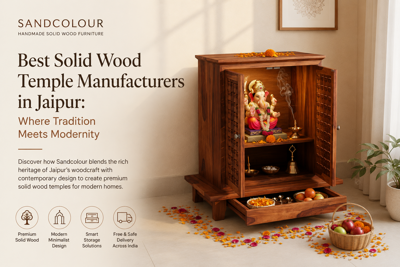 Best Solid Wood Temple Manufacturers in Jaipur | Sandcolour