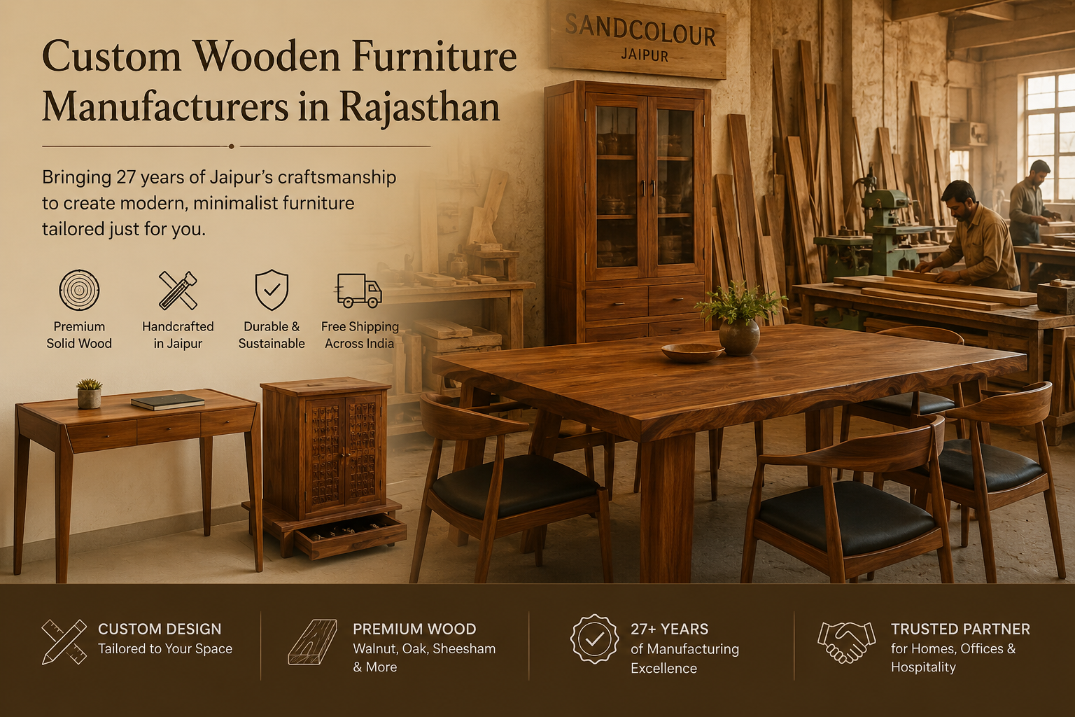 Custom Wooden Furniture Manufacturers in Rajasthan | Sandcolour Jaipur