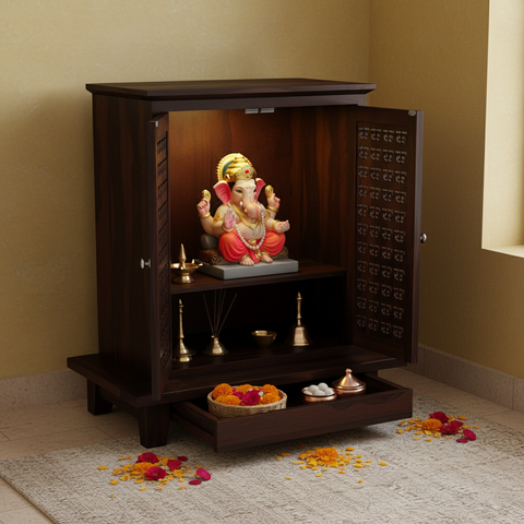 Vandana Home Temple (Walnut Finish)
