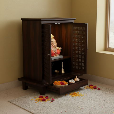 Vandana Home Temple (Walnut Finish)