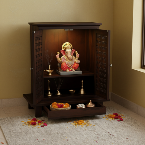 Vandana Home Temple (Walnut Finish)