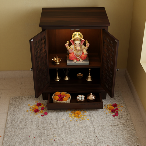 Vandana Home Temple (Walnut Finish)