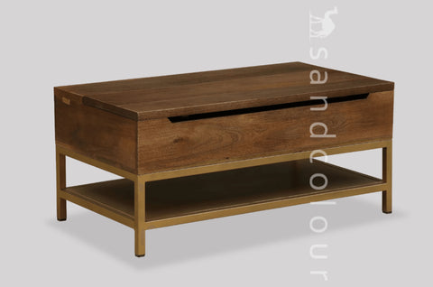 Cambrey Coffee Table Brown Finish With Lift Top