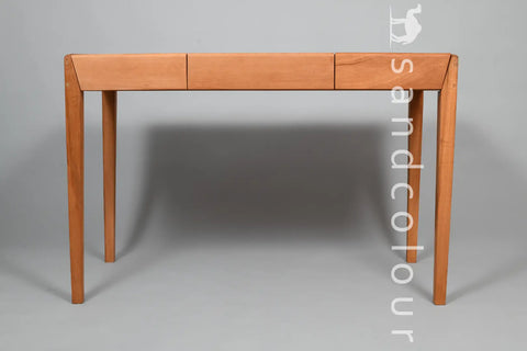 Joey Beech Wood Desk – Brown Leatherite