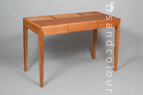 Joey Beech Wood Desk – Brown Leatherite - Lifestyle