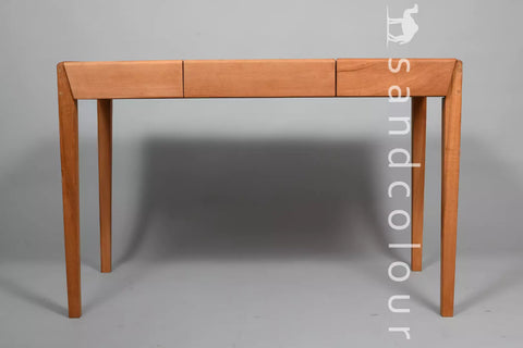 Joey Beech Wood Desk – White Leatherite