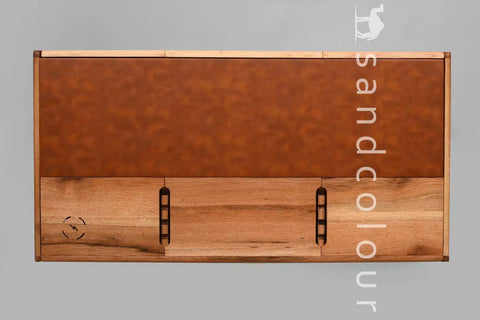 Joey Oak Wood Desk – Brown Leatherite