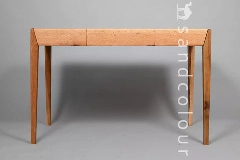 Joey Oak Wood Desk – White Leatherite