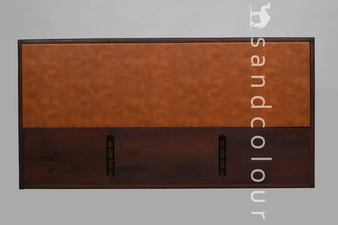 Joey Walnut Wood Desk – Brown Leatherite