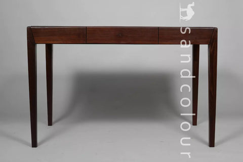 Joey Walnut Wood Desk – Brown Leatherite