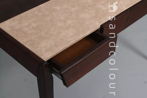 Joey Walnut Wood Desk – White Leatherite