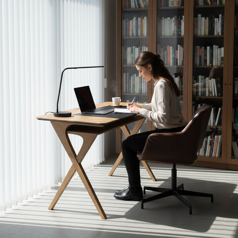 Orion Oak Wood Desk - MDF enameled