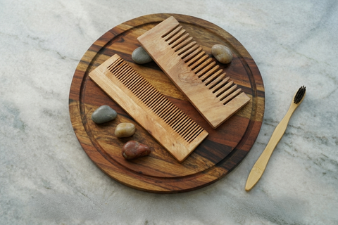 Eco-Living Essentials Combo: Round Acacia Chronos Board & Neem Grooming Kit