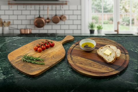 Kitchen Prep Combo: Round Acacia Chronos Block & Mango Baby Boards