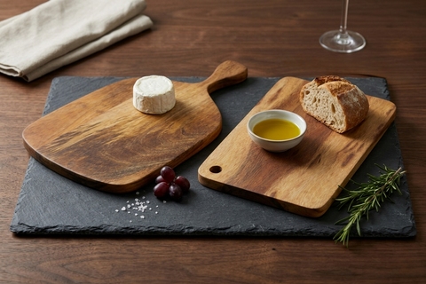 Kitchen Prep Combo: Solid Acacia & Mango Wood Chopping Boards