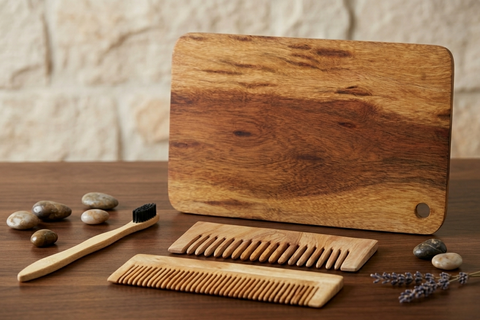Eco-Living Essentials Combo: Acacia Chopping Board & Neem Grooming Kit