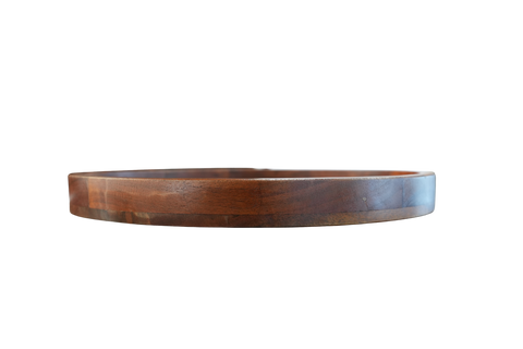 14.8" Solid Acacia Wood Round Serving Tray - Natural Finish
