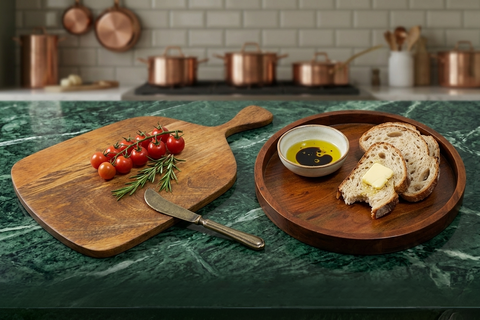 Serving & Prep Combo: 14.8" Acacia Tray & Mango Baby Chopping Board