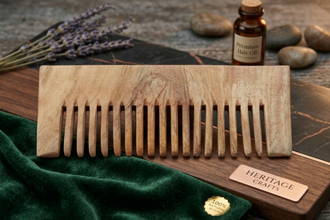 100% Pure Neem Wood Small Pocket Comb - Single Teeth (13 cm)