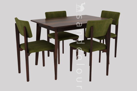 Latha 4 Seater Sheesham Wood Dining Set with Cushioned Chairs