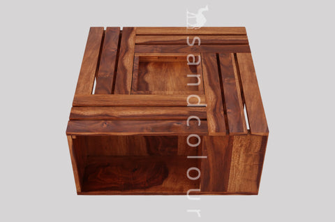 Nisha Sheesham Wood Coffee Table with Center Storage (Honey Finish )